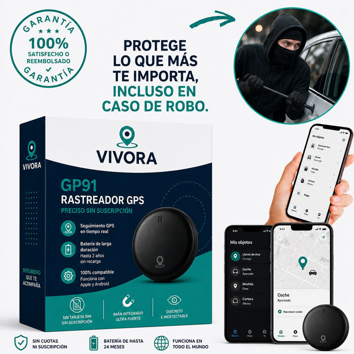 GP91 - Rastreador GPS preciso sin suscripción (Android/Apple)